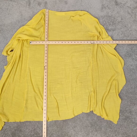 Cherie Bliss Women's Open Front Cardigan S / M Yellow Cotton Blend Seersucker - Picture 5 of 7
